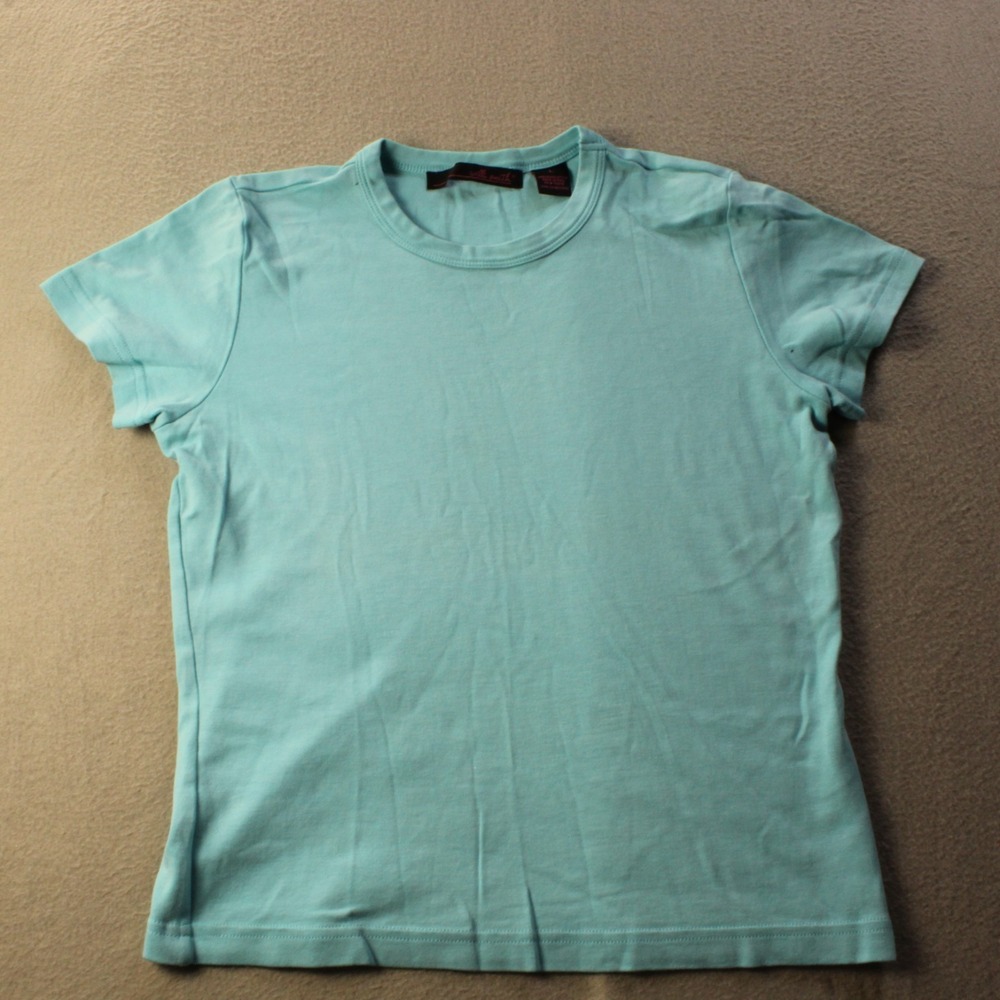 Willi Smith Womens Teal Crew Neck Tee L Fitted Stretch Soft Casual Everyday Top